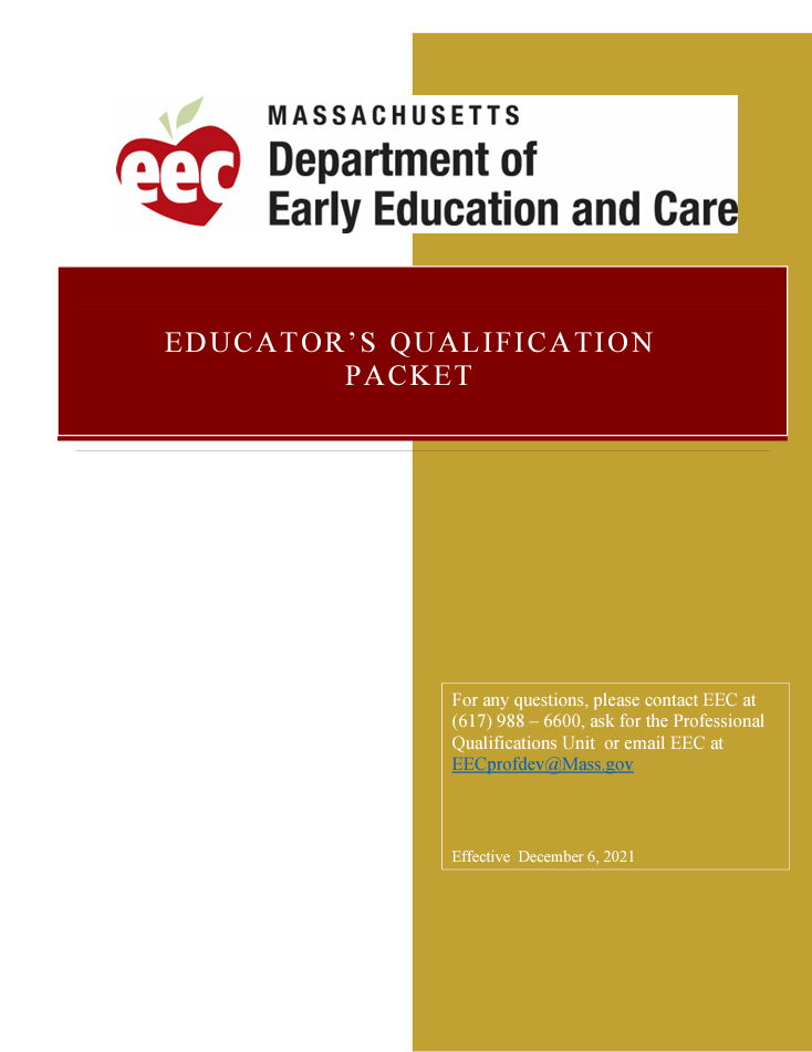Select to open the EDUCATOR'S QUALIFICATION PACKET